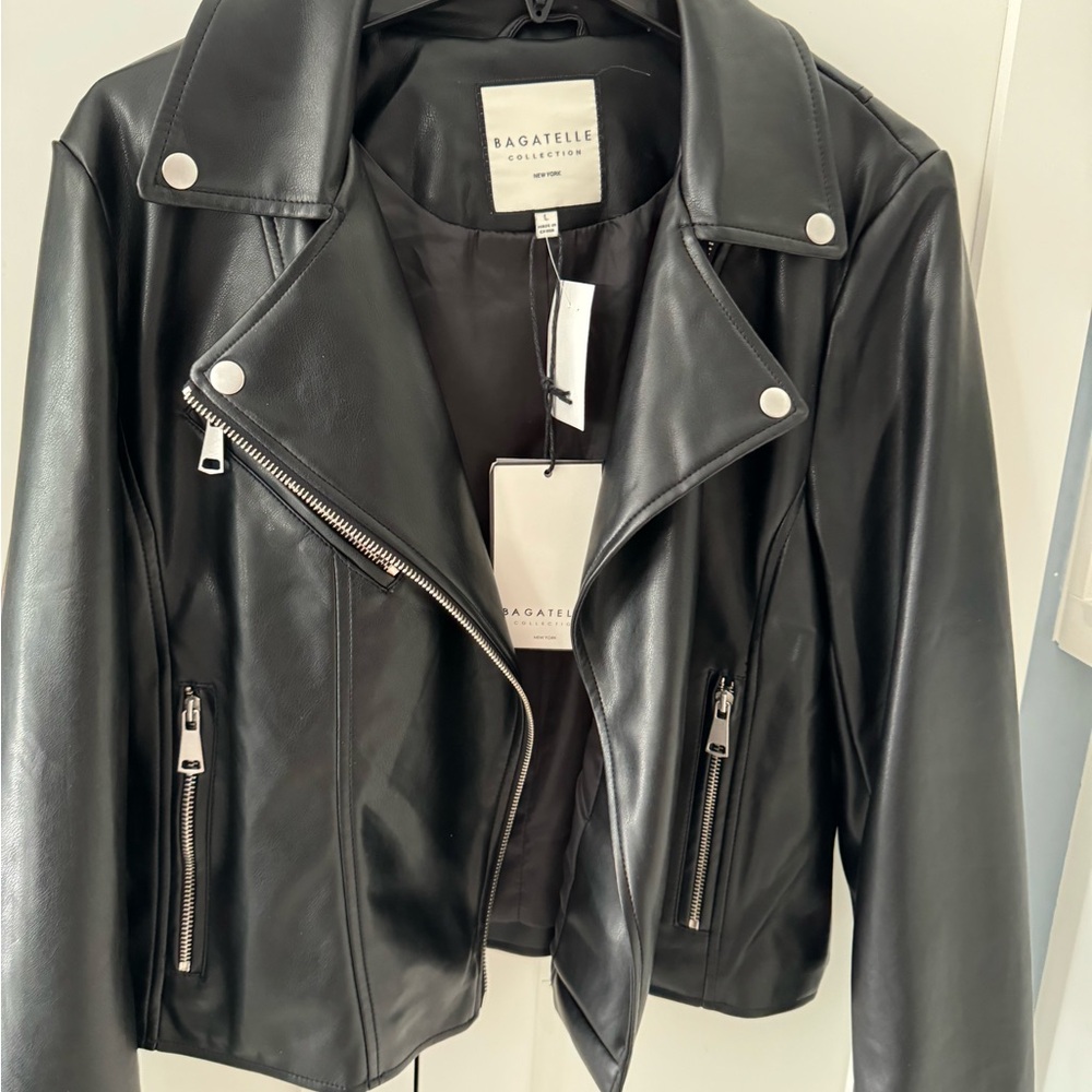 Bagatelle black faux leather biker jacket